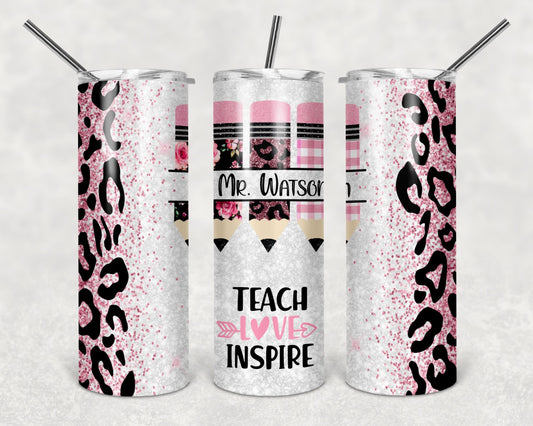 Teach Love Inspire Pink Pencil